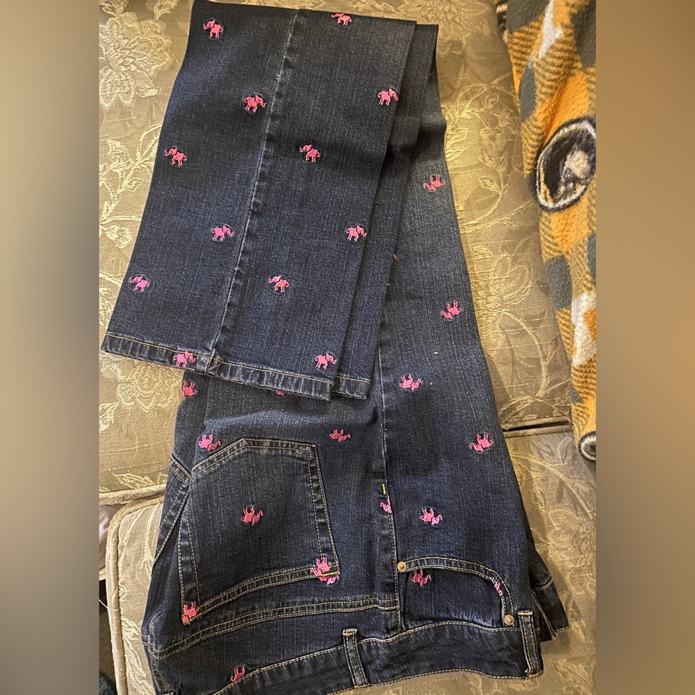 Lilly Pulitzer Dark Blue Jeans with Pink Accents